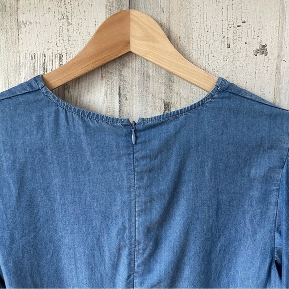 Lovers + Friends Denim Washed Ashore Flutter Sleeve Lace Up Dress Size S - Picture 10 of 13